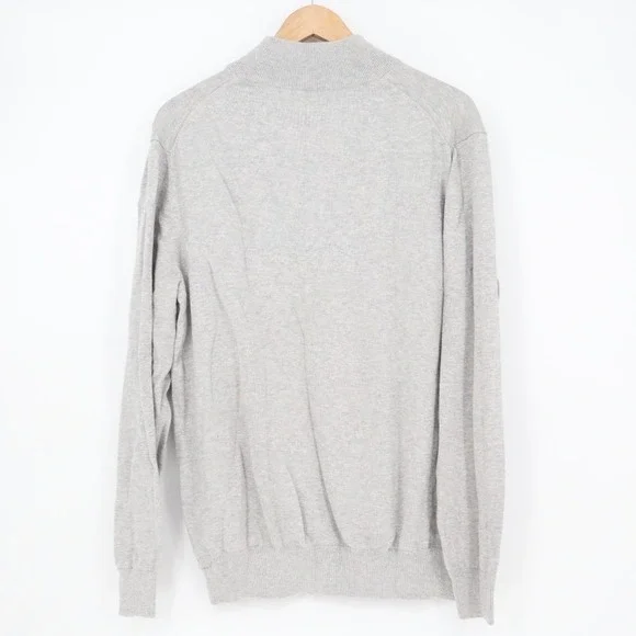 Vineyard Vines Sweater Mens Large Gray Quarter-Zip Mock Neck Long Sleeve Ribbed - Picture 5 of 6